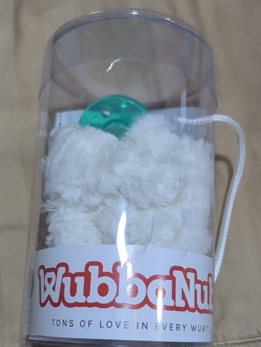 WubbaNub White Plush Pacifier Holder